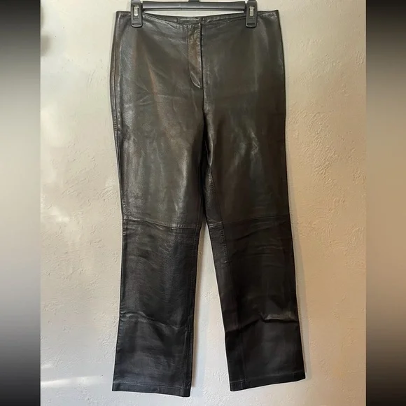 Adrienne Vittadini Black Leather Pants - Picture 1 of 7